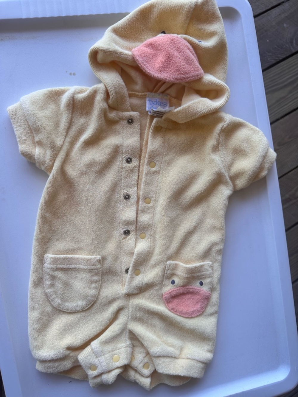 Unbranded Yellow Terry Duck Hooded One-Piece for Kids